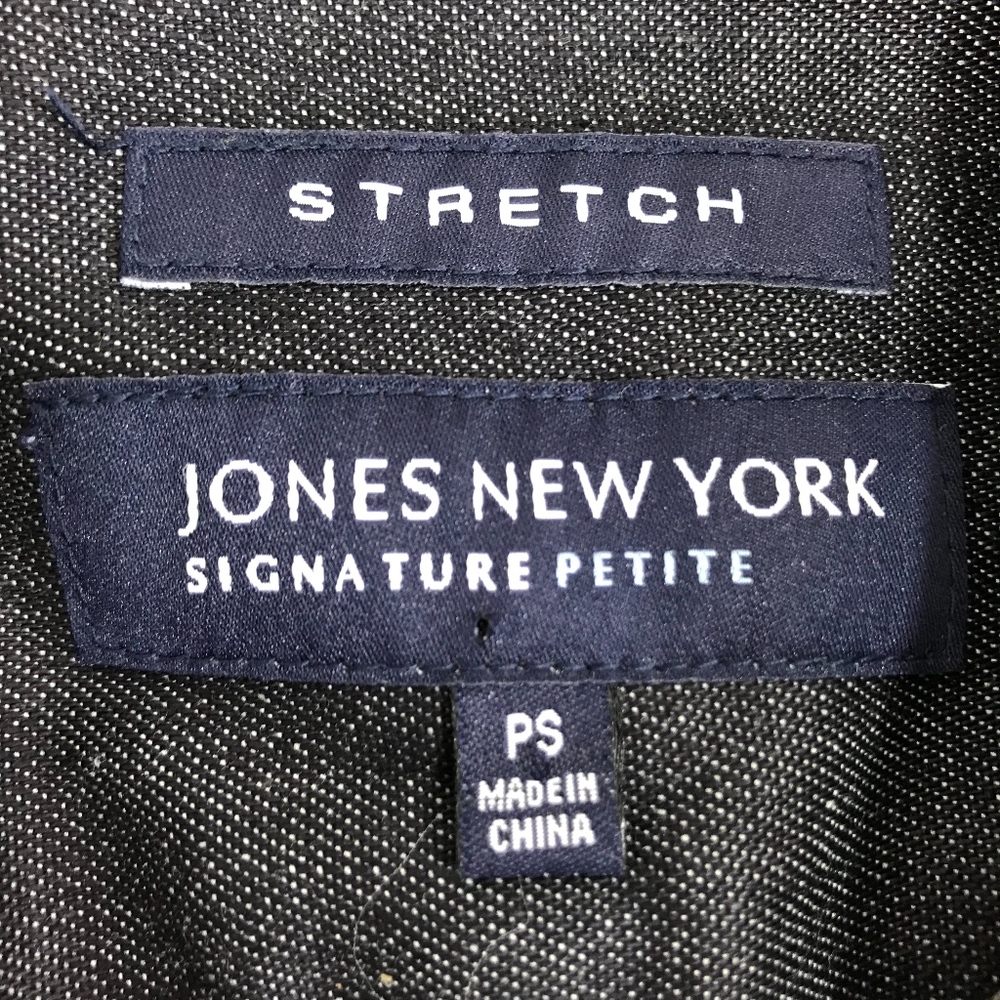 Jones New York Dark Wash Denim Leather Hem Jacket - Picture 4 of 5